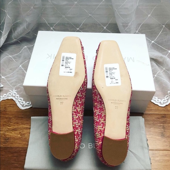 Manolo blahnik CAZA Pink tweed crystal buckle flat - Picture 5 of 5